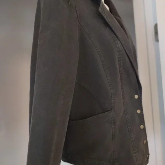 ANTHROPOLOGIE Structured Button Front Blazer Olive Green NWT Size 12 - Picture 10 of 16